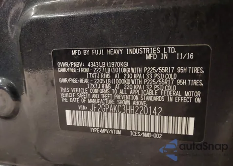 2017 Subaru Crosstrek 2.0I Limited из США, поврежденный, VIN JF2GPAKC3HH220142